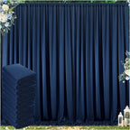 50 ft x 10 ft Wrinkle Free Navy Blue Backdrop Curtain for Parties,Polyester Photo Backdrop Drapes, Thick Background 10 Panels 5ft x 10ft for Baby Shower Wedding Birthday Party Backdrop Stand