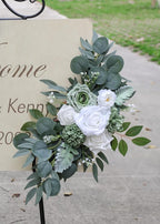 ponatia Wedding Arch Flowers (Pack of 2), Artificial Sage Green Wedding Flowers for Wedding Welcome Signs Decorations and Flower Arch for Wedding Ceremony Reception (Sage Green)