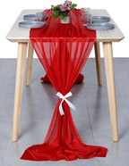 MDS Halloween Chiffon Table Runner - 20 Pack, 29 x 170 Inches, 14ft Each - Sheer Spooky Table Runners for Haunted House Parties, Trick-or-Treat Tables, Witchy Décor, Wedding & Events - Red