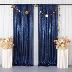 ShinyBeauty Navy Blue Backdrops 2 Pieces Sequin Curtains 4FTx7FT Photograph Background Shimmer Curtain Panels Sequins Fabric Glitter Backgrounds for Wedding, Party, Photobooth Decor