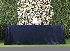 SquarePie Sequin Tablecloth Rectangular 60 x 102 Inch Navy Blue Sparkly Table Linen for Wedding Party