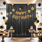 10x10FT Black Sequin Backdrop - 2 Panels 5x10FT Wrinkle-Free Glitter Drapes for Weddings, Parties & Events