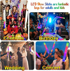 LifBetter Light Up Glow Sticks Bulk, LED Foam Sticks in The Dark with 3 Modes Flashing Led Foam Multicolor Batons Light up Party Favors for Birthdays, Weddings, Concerts, Festivals (156pcs)