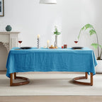 EVERLY 100% Pure Linen Rectangle Tablecloths 60x120Inches for Dining,Buffet Parties,Picnic,Events,Weddings and Restaurants,Decorative Halloween,Thanksgiving Machine Washable Tablecloths-Blue