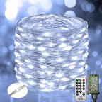 btfarm Fairy Lights Plug in with Remote, 66FT 200 LED Outdoor Twinkle Lights Waterproof with Timer, 8 Modes Indoor String Lights for Bedroom Patio Garden Wedding Christmas Decoration, Cool White