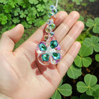 HDCRYSTALGIFTS 4pcs Four Leaf Clover Sun Catchers with Crystals Rainbow Prisms Window Suncatcher Hanging Indoor Decorations, St Patricks Day Accessories Spiritual Gifts for Women, Mom, Family, Friends