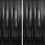 Crosize 8 Pack 3.3 x 9.9 ft Black Foil Fringe Curtains Party Decorations, Black Tinsel Curtain Backdrop for Parties, Door Streamers, Glitter Streamer Backdrop for Birthday Decoration