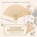 1pc Personalized Wedding Fans for Guests - Custom Wooden Hand Fans with Names/Dates - Bulk Wedding Favors for Bridal Shower, Baby Shower & Parties (Wood, 1pc)