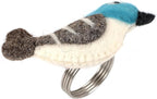 Wool Felt Napkin Ring Set of 8 - Bird Napkin Holder for Dining Table with Silver Electroplated Metal Base - Perfect for Spring, Holiday Parties, Rustic Event (White Blue Grey Black) - CLEENTABLE