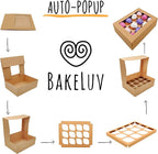 BAKELUV Brown 12 Cupcake Boxes, Cupcake Containers | 13x9.5x4, 50 Pack