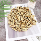 100 Pcs Gold Wooden Pins, 1.38 Inch Tapestry Clothes Pins Wall Clips Photo Picture Clips Poster Clips Strong Spring Clips for Home and Office Poster Photo Decor (Gold 100 Pack 1.38 Inch)