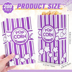 Leinuosen 200 Pcs Paper Popcorn Bags Bulk 2 oz Large Flat Bottom Boxes Disposable Container Sleeve Movie Night Popcorn Bucket for Retro Movie Themed Party Carnival Supplies (Purple)