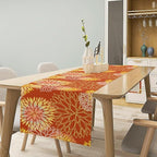 Yellow Floral Table Runner, Chrysanthemum Autumn Spring Summer Vintage Modern Linen Geometric Table Runner for Kitchen Living Room Bedroom Party Holiday, 13x120 Inch