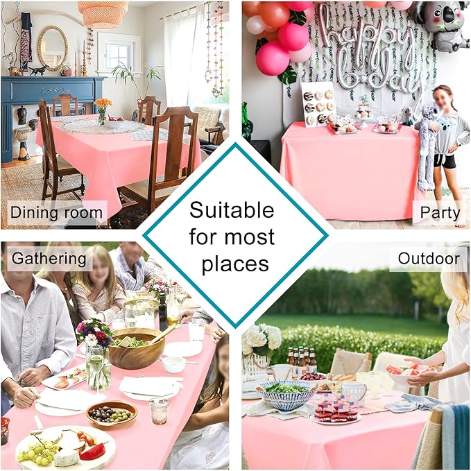 Hiasan Tablecloth for Rectangle Tables - Waterproof and Spillproof Washable Fabric Table Cloth for Dining Room Kitchen Party, 60 x 120 Inch, Rose Pink