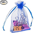 Wudygirl 100pcs 5X7 Blue Organza Bags with Drawstring Jewelry Lipstick Cosmetics Pouches Baby Shower Party Wedding Favor Candy Bags(Blue 5X7)