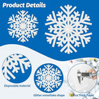 30Pcs Snowflake Paper Placemats Christmas Sliver Glitter Disposable Place Mats Winter Round Sparkle Decorative Table Chargers Xmas Snowflake Decoration for Holiday Festival Dining Tableware