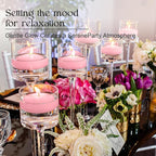 12 Pcs 3 inch Romantic Pink Floating Candles, Smokeless and Unscented, Burns for 8-10 Hours, are Ideal for Weddings, Parties ，Vacations, and Home Decorations