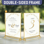 Dasher Products Gold Picture Frames Double-Sided, 6-Pack 4x6 Acrylic Table Number Holders, Clear Easel Stands for Signs, Gold Frames for Wedding Table Numbers, Menu Holders, and Photo Displays for Events and Décor