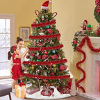 25 Feet Metallic Twist Tinsel Garland - Wall Hanging Backdrop for Parade Floats, Christmas Eve, New Year, Valentine's Day Parties (Red, 4in x 25ft)