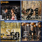 Pooqla Decorative Led Light Up Number Letters, Black Plastic Marquee Number Lights Sign for 75th Birthday Party Wedding Decor Battery Operated Black Decoration 75