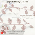 Naidiler Rose Gold Leaf Ribbon, Artificial Vines Leaves String Trim Ribbon Wild Jungle Botanical Greenery for Baby Shower Party Wedding Home Wreaths & DIY Craft (Rose Gold 120Ft)