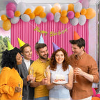 10 x 7 Feet Pink B Backdrop Curtain for Partie, Background Curtains for Photoshoot, Birthday, Wedding, Halloween, Thanksgiving, Christmas Day, New Year Party Decorations 5Ft x 7Ft, 2 Panels
