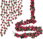 10 Pcs 82FT Flower Garland, Artificial Rose Garland Flowers Plants Fake Flower Hanging Rose Ivy, Birthday Party Valentine's Day Wedding Wall Arch Decor（Fuchsia）