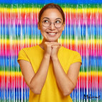 4 Pack Dark Rainbow Fringe Curtain Backdrop, 3.2Ft x 6.6Ft Metallic Tinsel Foil Fringe Streamers Background for Photo Booth Birthday Wedding Baby Shower Carnival Easter Mother’s Day Party Decorations