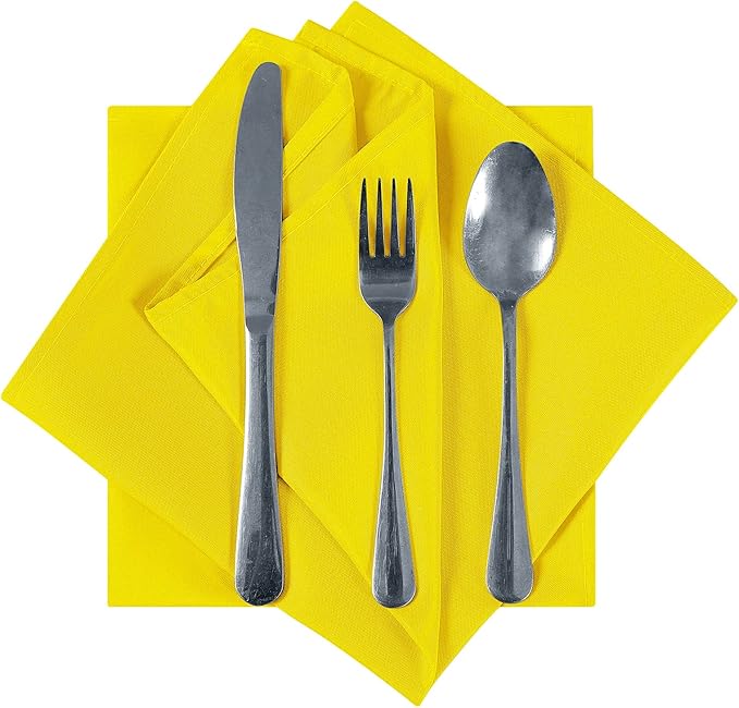 Cloth Napkins 20x20 inch Washable Polyester Dinner Napkins Soft Table Napkins for Wedding Party Dining Banquet(Yellow,50PCS)