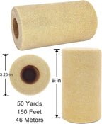 Glitter Gold Tulle Fabric Rolls, 6 Inch 50 Yards (150ft) Sparkling Spool Ribbon Sequin Netting for Tutu Skirt Gift Wrapping Wedding Party Decoration (White/Gold)