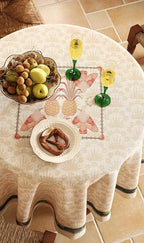 patdrea Designer Linen Tablecloth for Round Table,Anti-Wrinkle Durable Breathable Tablecloths,Decoration Table Cover Cloth for Kitchen Dining,Christmas,Thanksgiving,Diameter 67"-Pineapple a
