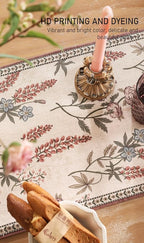 ISAENNE Designer Light Beige Linen Table Runner 87 Inches Long,Vintage Floral Wrinkle Resistant Decor Table Runners for Dining Tables,Christmas,Thanksgiving,Kitchen Tables,12"*87"-Helena A