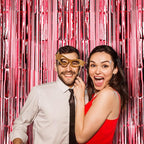 2 Pack Red Foil Fringe Backdrop Curtains, Tinsel Streamers Birthday Party Decorations, Fringe Backdrop for Graduation, Baby Shower, Gender Reveal, Disco Party