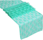 MDS Pack of 15 Wedding 12 x 108 inches Lace Table Runner for Wedding, Decorations for Birthday Parties, Banquets, Graduations, Engagements, and Runners fit Rectangle, Round Table- Mint