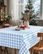 Pureegg Plastic Table Cloth Disposable 10 Pack, 54 x 108 Inch Table Cloths, Party, Picnic, Decorative Gingham Tablecloths, Rectangle, Blue and White Checkered Cover, Leakproof & Sturdy, Blue Plaid