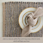 Chardin Home Natural Jute & Grey Placemats, Set of 4 – Rustic Handmade Boho Table Mats, 13x19 Inch Dining Table Placemats for Kitchen, Everyday Meals, Holidays, Farmhouse or Modern Table Décor