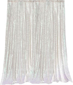 JYFLZQ White Iridescent Sequin Backdrop Curtains 2ft x 8ft 2 Panel Glitter Photo Booth Backdrops Sparkly Photography Background Drapes for Parties Wedding Bridal Showers