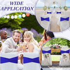 Moukeren 100 Pcs Spandex Chair Sashes Bows Bands Slider Sashes for Chair Covers Elastic Bands Ties Ribbon Decorations for Wedding Party Events Ceremony Birthday Banquet(Royal Blue)