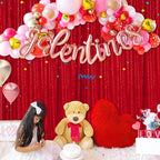 Red Sequin Backdrop Curtain 7ft x 7ft Background Drapes for Birthday Wedding Valentines Day Wall Decorations