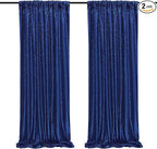 Poise3EHome 2Pcs 2Ft x 8Ft Navy Blue Sequin Backdrop Curtain,Navy Blue Glitter Photography Background for Independence Day,Memorial Day,Labor Day,Veterans Day