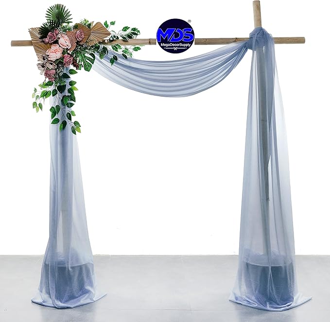 MDS Halloween Chiffon Draping Fabric - 2 Panel, 30" Wide x 100ft Long - Sheer Spooky Arbor & Canopy Drapery for Haunted House Backdrops, Party Ceilings, DIY Costumes & Themed Events - Dusty Blue