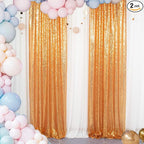ShinyBeauty Gold Sequin Curtain Backdrop 2 Panels 4FTx8FT Photo Curtain Backdrop Curtain Panels 96 Inches Long -190522E