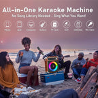Karaoke Machine with 2 Wireless Microphones,【Upgraded 6.5"Woofer & 2"Tweeter】Portable Bluetooth 5.3 Karaoke Speaker, PA System with Bass/Treble/Echo Adjustment, Supports USB/AUX/TF/TWS for Home Party
