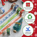 16 Rolls Christmas Washi Tape Holiday Masking Tape Red Green Christmas Wrapping Tape Glod Silver Foil Decorative Tape for Christmas Scrapbook Journal DIY Craft Gift Wrapping（Xmas