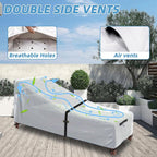 Patio Chaise Lounge Cover with Handles, Outdoor Lounge Chair Cover Waterproof UV Resistant, Patio Furniture Covers with Air Vent (84L x 32W x 32H) inch