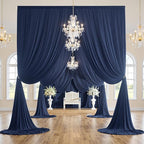 30ftx10ft Navy Blue Backdrop Curtains for Party Background, Wrinkle Free 6 Panels Navy Photo Backdrop Drapes Back Drop Cloth for Wedding Birthday Photography Baby Shower Decor