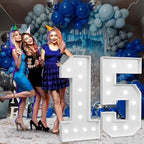 Marquee Numbers Large 15th-Birthday Decorations: 4ft Light Up Number Party Decor 15 Year Old Girl And Boy Birthday Decoration Quinceanera Backdrop Anniversary Cardboard Big Balloon Frame Number 15