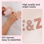 BEISHIDA 116 PCS A-Z Glitter Rose Gold DIY Letter Banner Kit Make Your Own Banner，Including 111 Letters and Numbers 3 Rope and 2 Threading Device,Customized for Birthday Graduation Wedding Party Decor