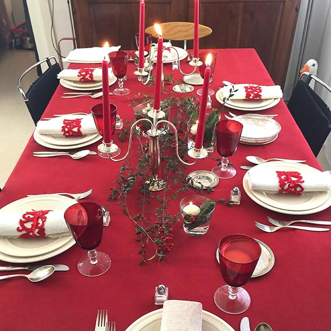 CozRhythm 8 Pack Red Tablecloth 60 x 126 Inch Rectangular Tablecloths for 8 Foot Rectangle Tables, Wrinkle Resistant Red Table Cloth Washable Polyester Fabric Table Covers for Buffet Wedding Party