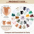 Nuenen 24 Pcs 1 Inch 25mm Natural Heart Shaped Stones Crystals and Gemstones Worry Stones Bulk Love Crystals Set Heart Shaped Rocks Pocket Palm Stone for Stress Reiki Balancing Home Decoration Yoga